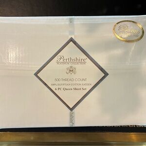 Perthshire Platinum 500-Thread Count Queen Sheet Set in White 2 xtra Pillowcases